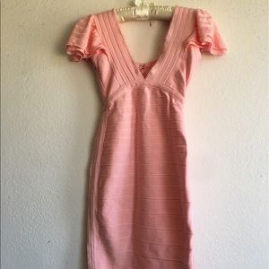 Beautiful Pink Bandage Dress Crochet Cap Sleeve Barbie Pink!!!